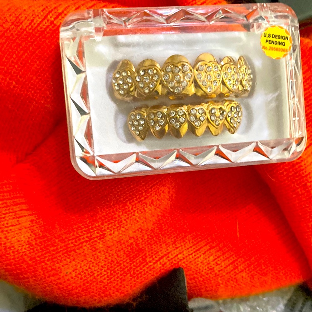 Iced Out Gold Heart Shaped Grillz
